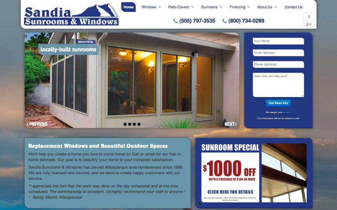 Sandia Sunrooms and Windows Launches New Website