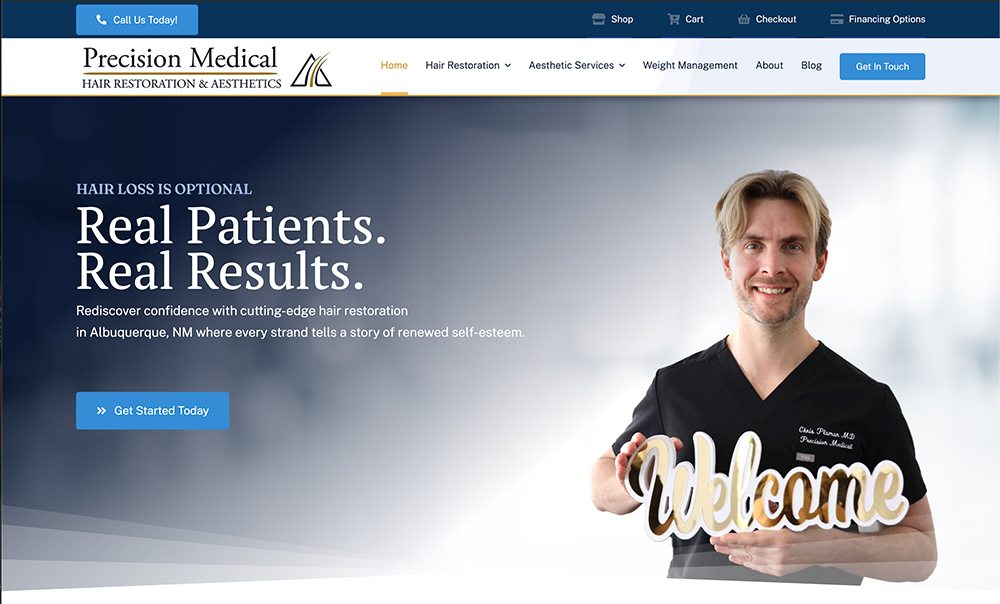 Precision Mediccla Hair Restoration - website