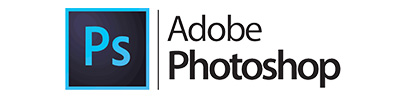Adobe Photoshop logo (blue Ps icon with turquoise border) and the text 'Adobe Photoshop'