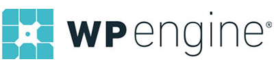 WP Engine brand logo: blue geometric icon to the left and the words 'WP Engine' to the right.